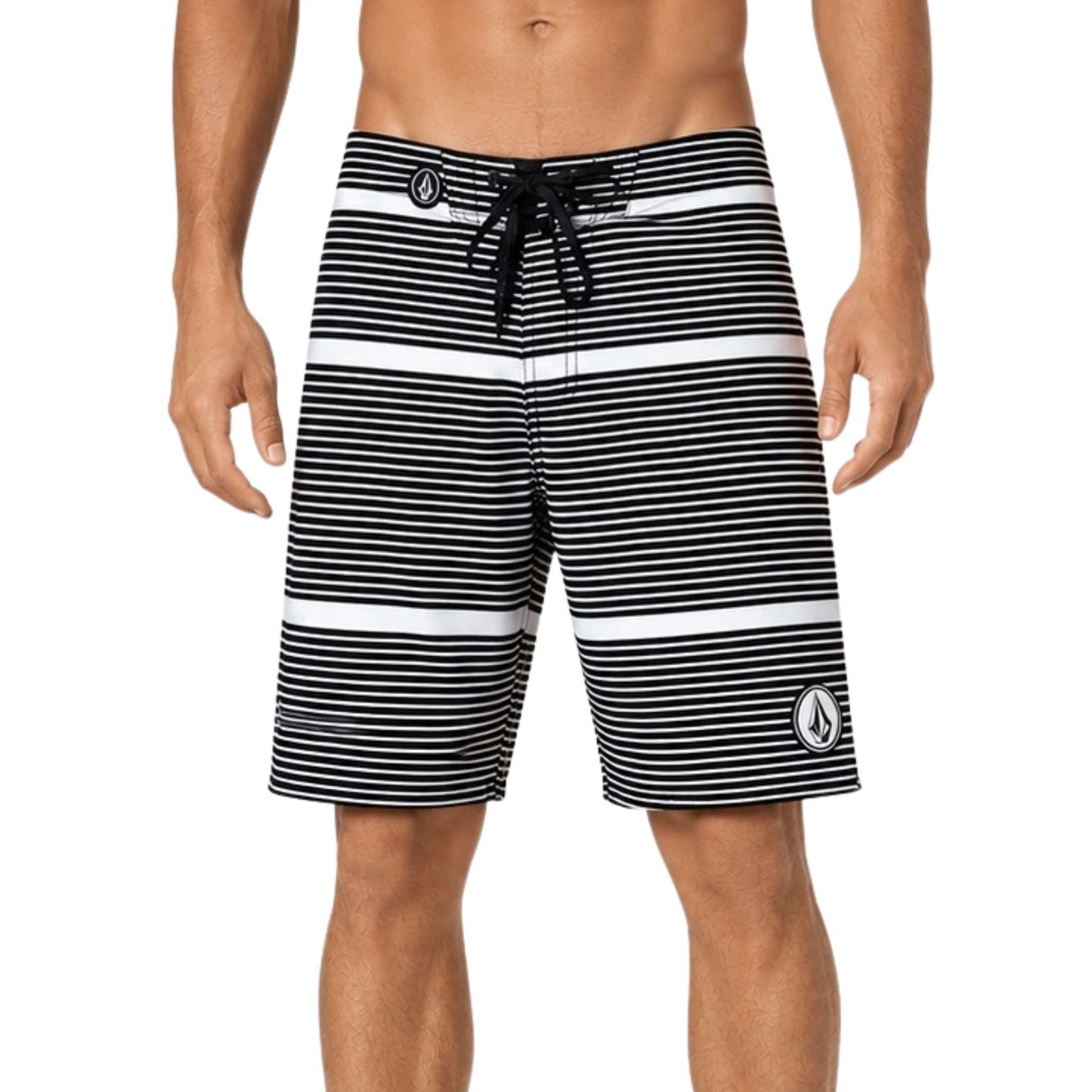 Volcom Men's Black/White Stripe Board Shorts