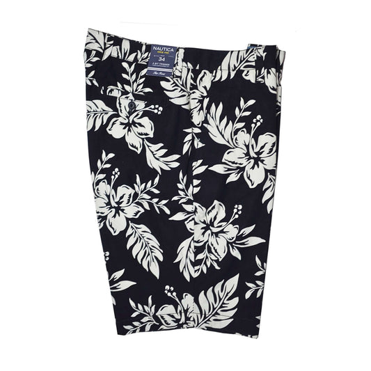 Nautica Men's Black/White Tropical Cotton Shorts
