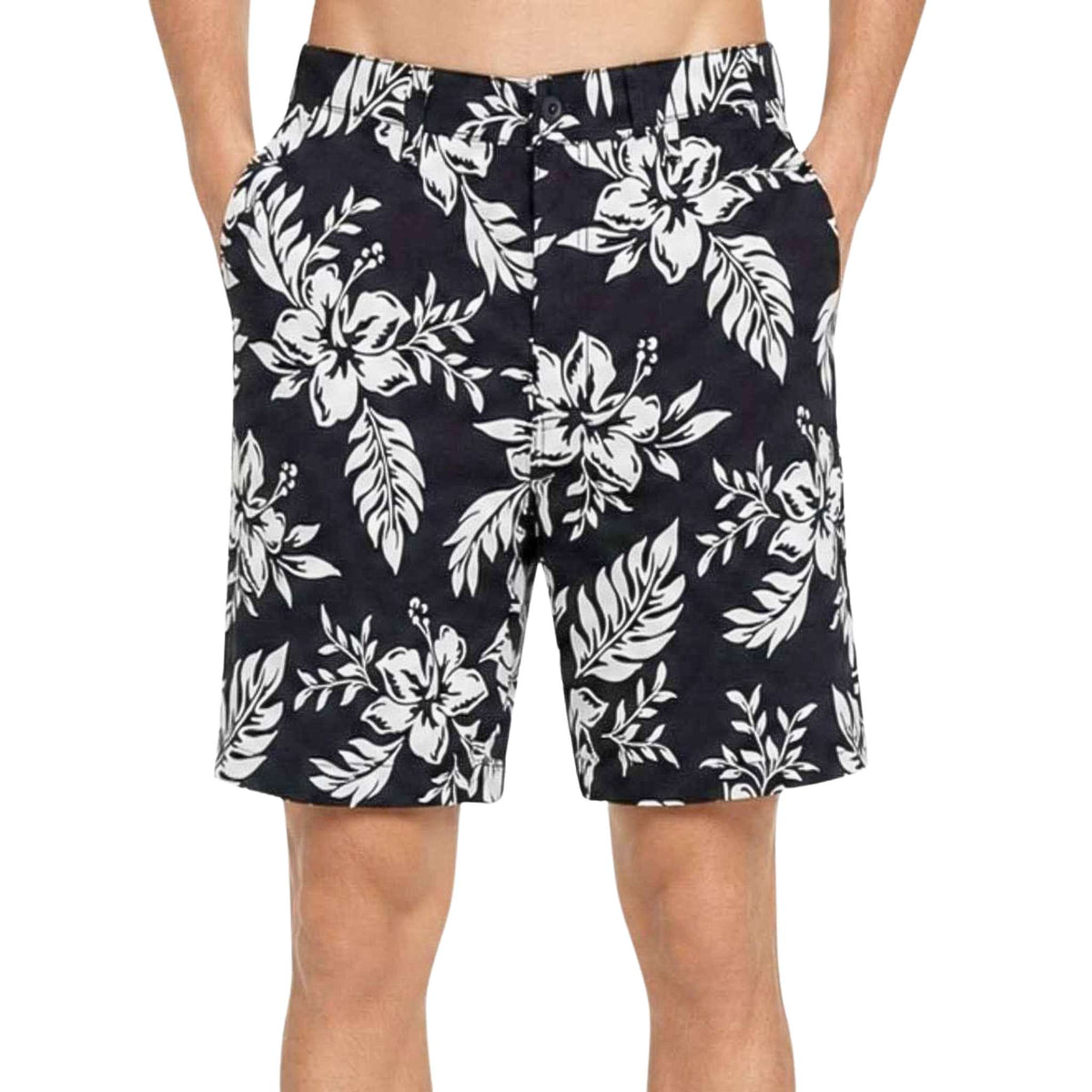 Nautica Men's Black/White Tropical Cotton Shorts