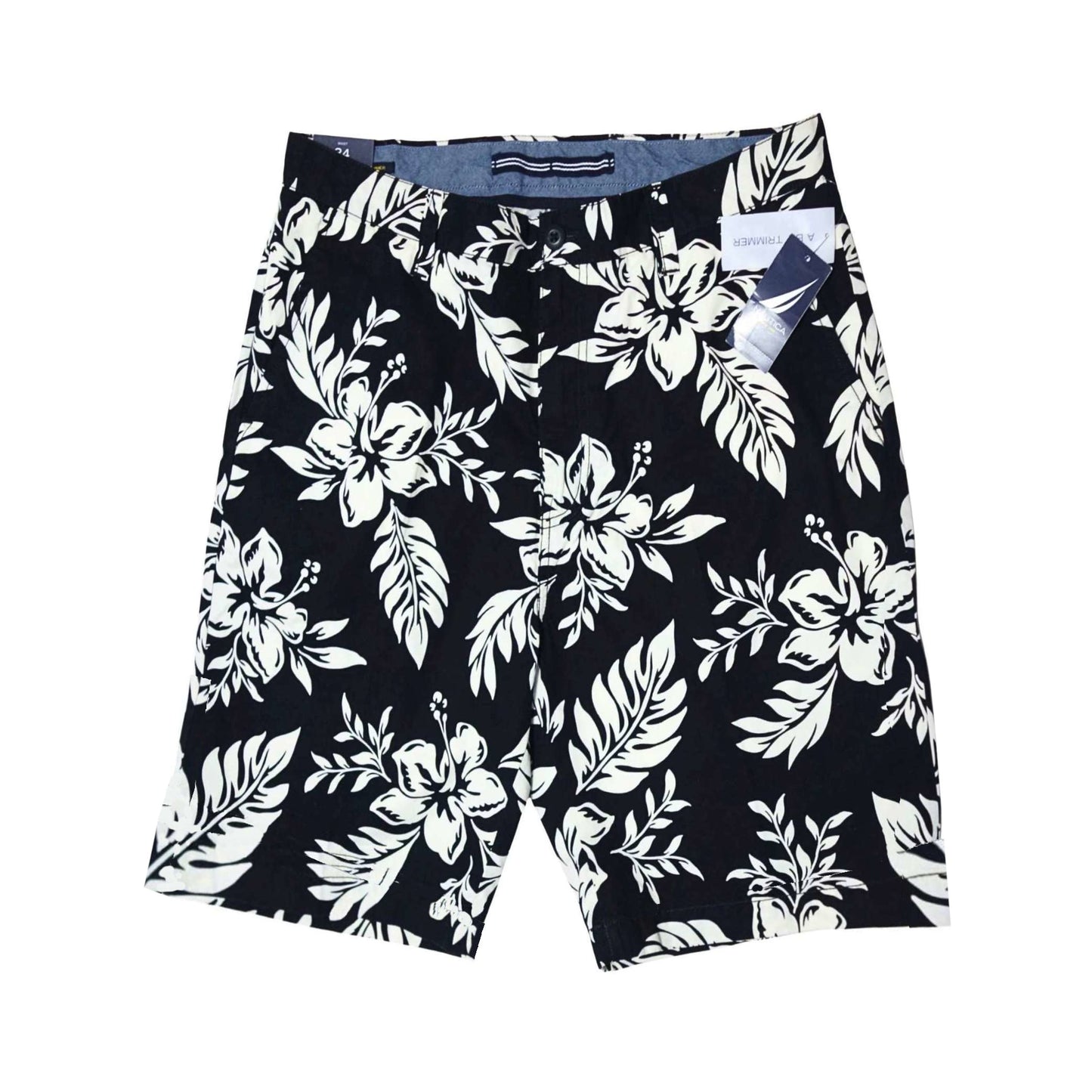 Nautica Men's Black/White Tropical Cotton Shorts
