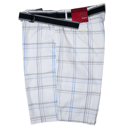 Alfani Men's Bright White Plaid Classic Shorts