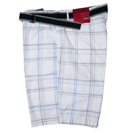 Alfani Men's Bright White Plaid Classic Shorts